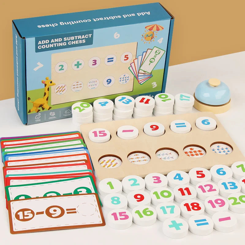 Children's early education math toys, Montessori Toy addition and subtraction chess, parent-child interaction Preschool