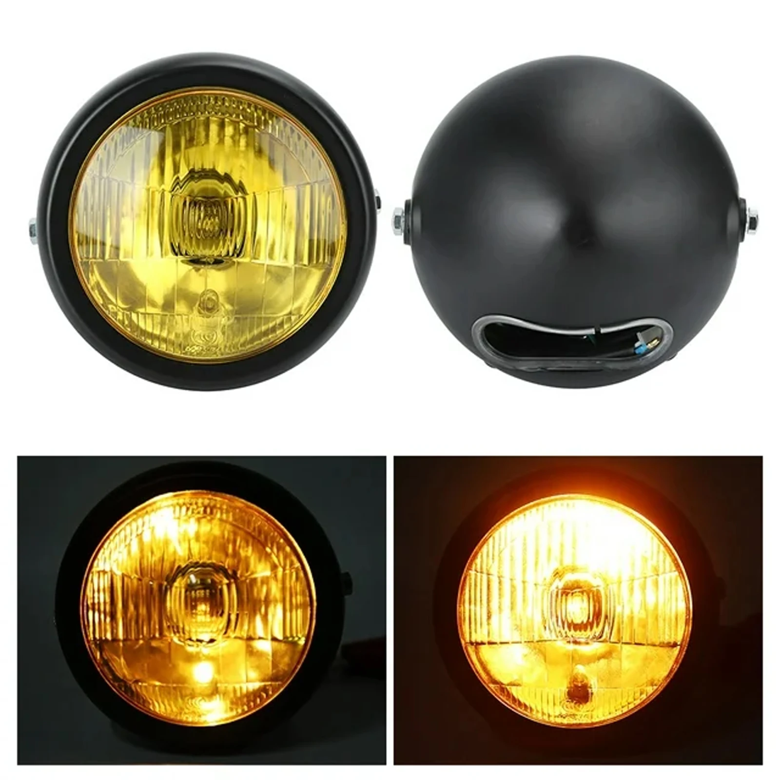 Vintage 5.75 Inch Headlight with Halogen Bulb Bike Headlamp For Super73 12V Front Head Lamp Universal Motorcycle Amber Headlight