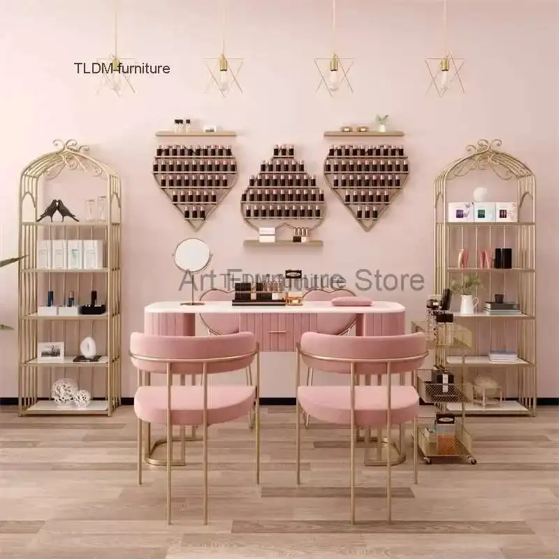 

Modern Minimalist Manicure Table and Chair Set Light Luxury Beauty Salon Nail Tables Salon Furniture Household Nail Makeup Table