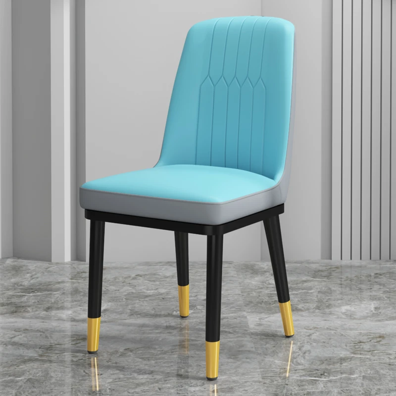 

Blue Eaiting Dinning Chair Metal Legs Soft Lounge Designer Dinning Chair Nordic Ergonomic Sillas Para Comedor Home Furniture