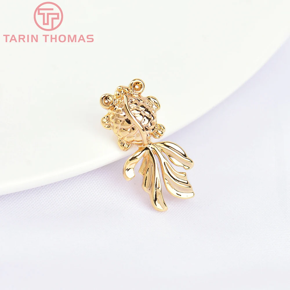 (503)10PCS 9x17MM 24K Gold Color Plated Brass Goldfish Charms Pendants High Quality Diy Jewelry Findings Accessories wholesale