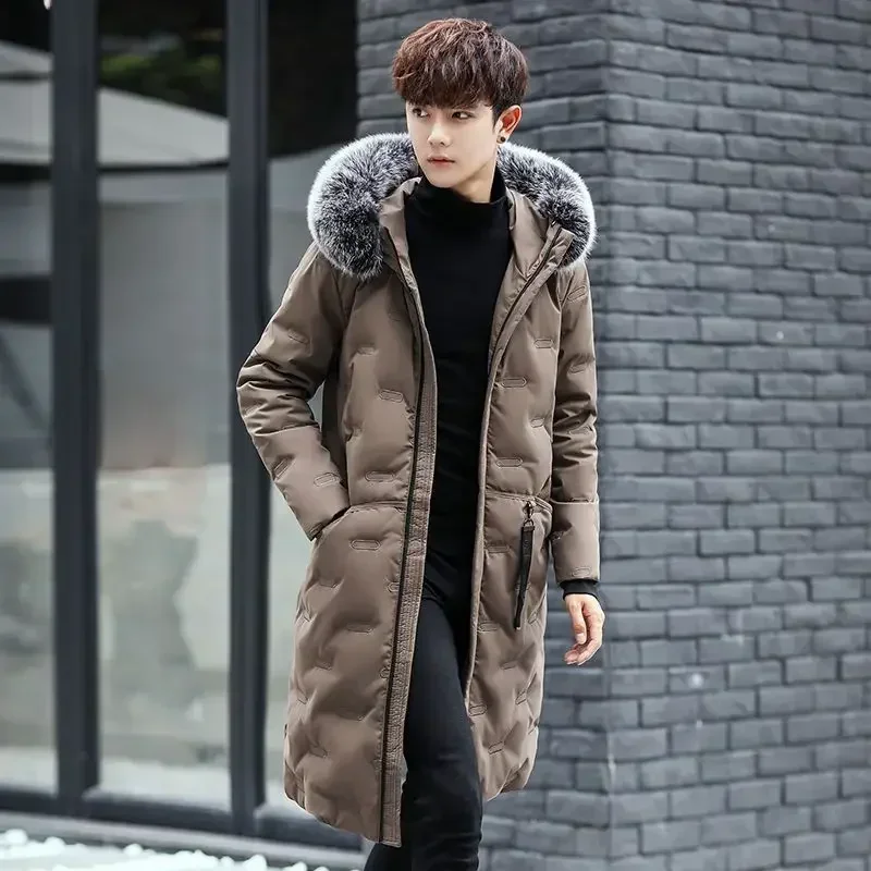 Middle Length Men\'s Coats Winter Thick Male Down Jackets Warm Stylish Joker Clothing Fashion 2024 Harajuku On Offer Deals New In