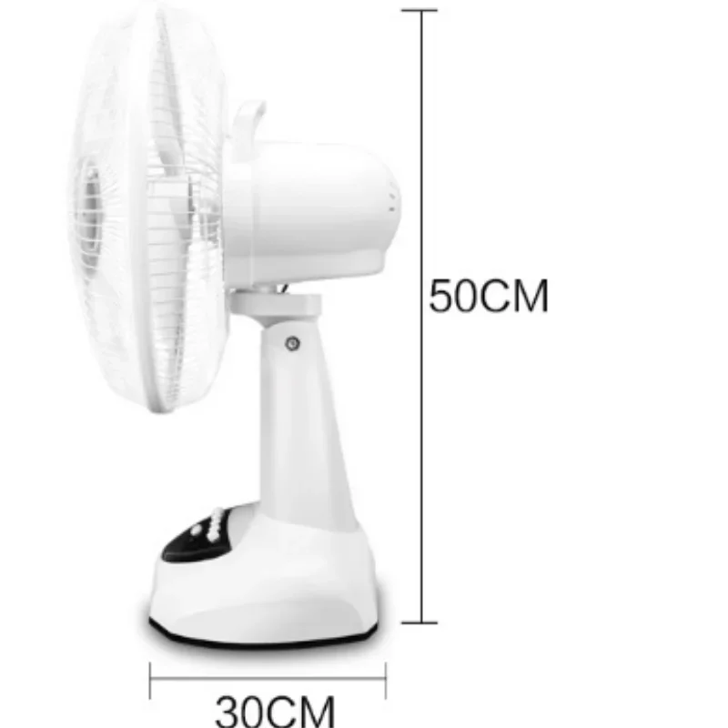 พัดลมตั้งโต๊ะพลังงานแสงอาทิตย์ซ้ายและขวาแบบชาร์จไฟได้มีเกียร์12นิ้วพร้อมไฟ12นิ้ว