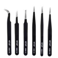 1pc VETUS ESD Tweezers Set Anti-Static Precision Stainless Steel Tweezers Soldering Repair Tool Kit ESD10/11/12/13/14/15