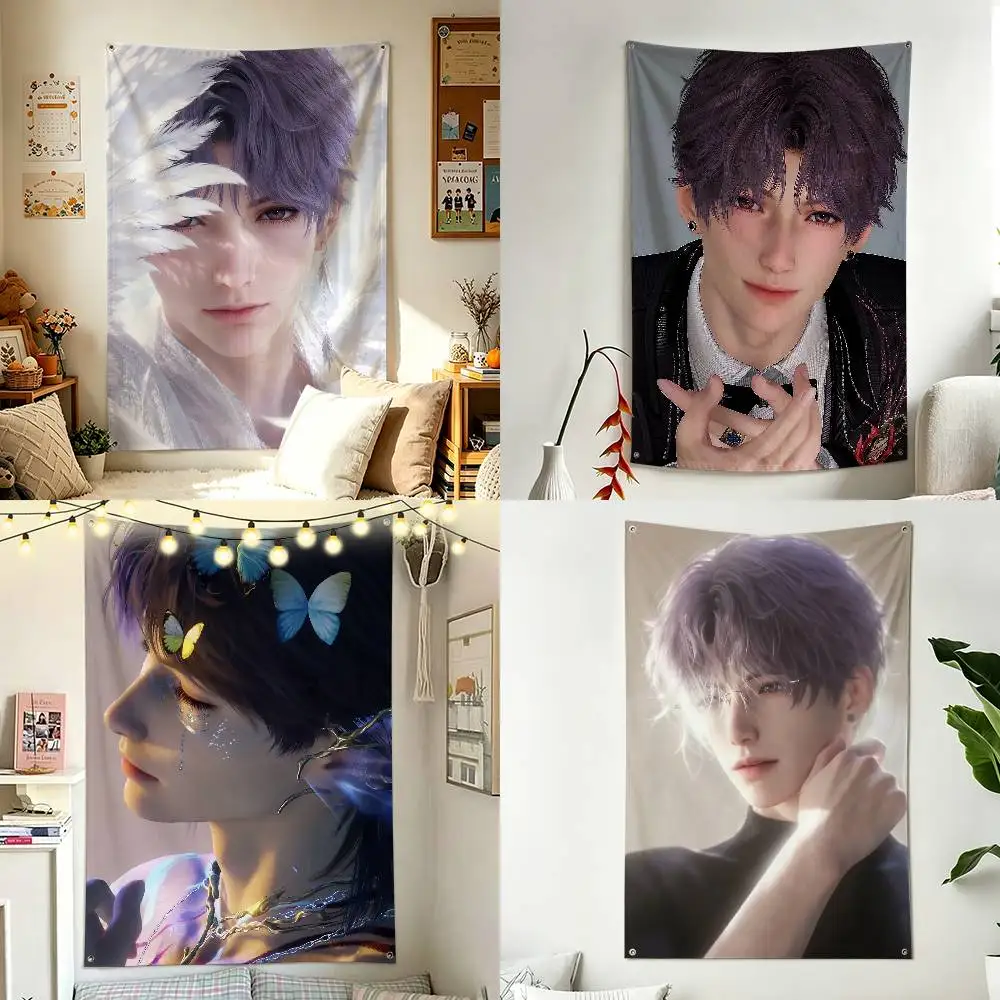 Qi Yu R-Rafayel Game Love and Deepspace Home Decor Vertical Flags Indoor Outdoor Hanging Decor for Bedroom Wall Decoration