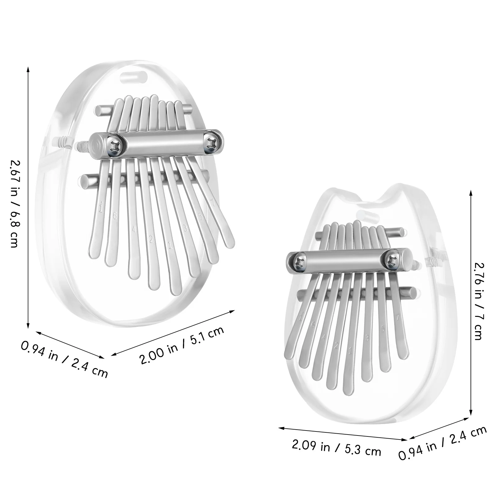 2 قطعة بيانو صغير الإبهام المحمولة كاليمبا 8-Note آلة موسيقية إصبع البيانو للبالغين المبتدئين المحمولة