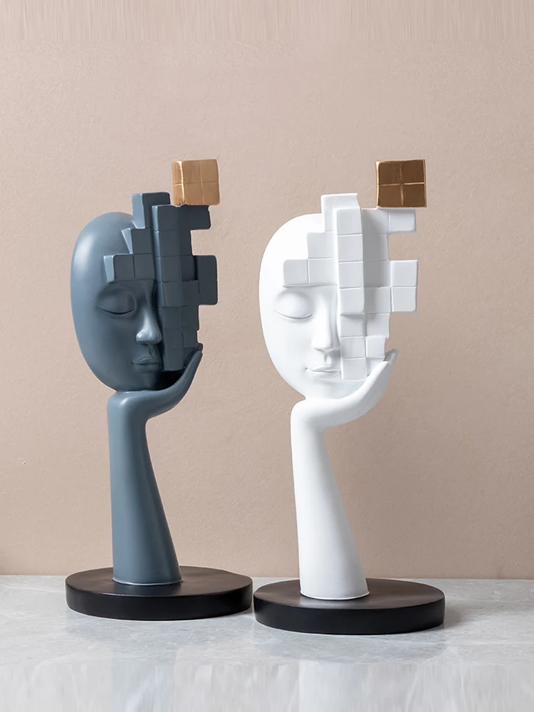 

Abstract Face Sculpture Crafts High-end Character Figurine Living Room Wine Cabinet Character Art Ornaments Home Decoration Gift