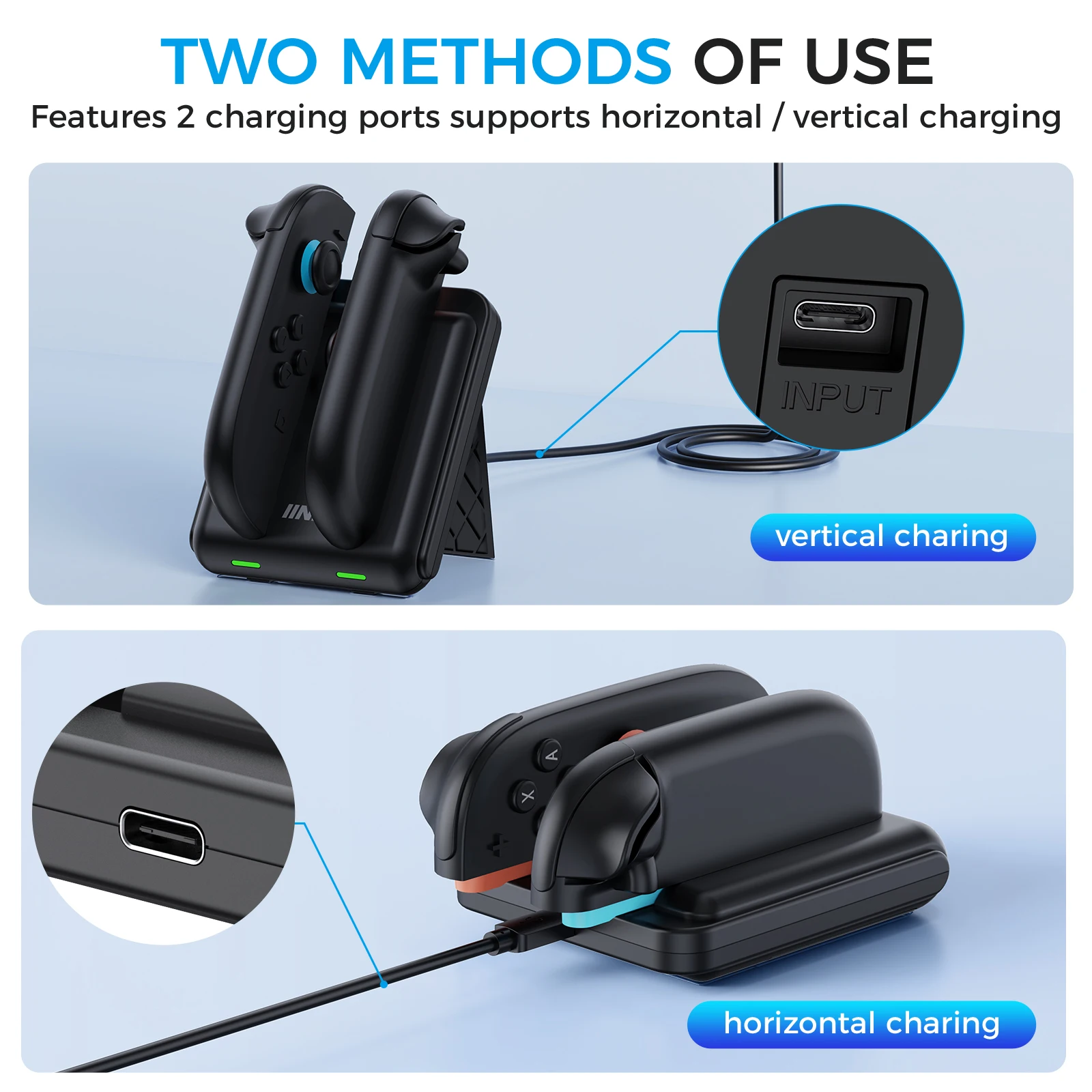 IINE Mini Charging Stand for Switch 2: 3 - hour Fast Charging, Safe Charging, Compact and Portable, Charging Indicator Light