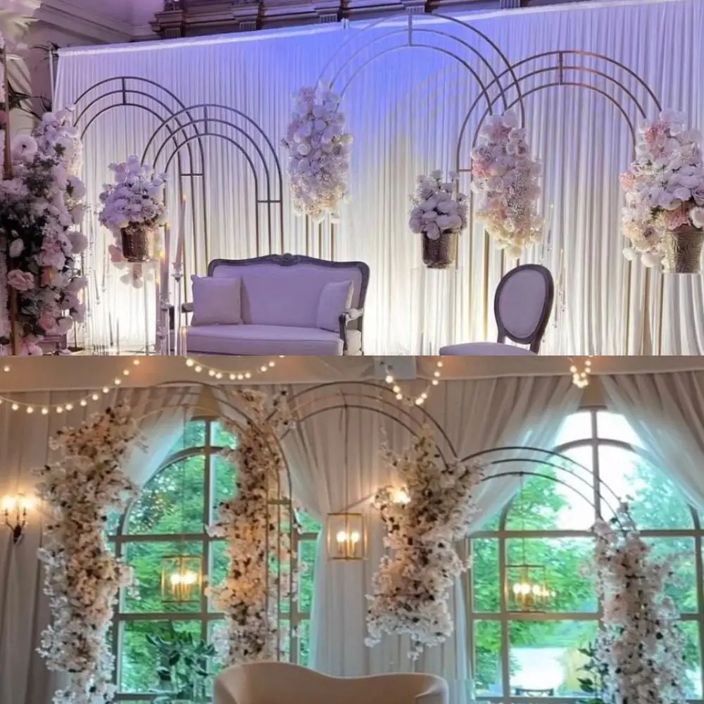 

Luxury Outdoor Party Stage Wall Backdrops Flower Arch Display Frame Wedding Event Background Props Floral Sign Decoration Stand