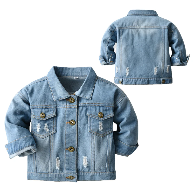 1 2 3 4 5 6 8 Years Boys Coats Spring Autumn New Retro Hole Fashion Denim Jacket For Baby Girls Leisure Outerwear Clothing