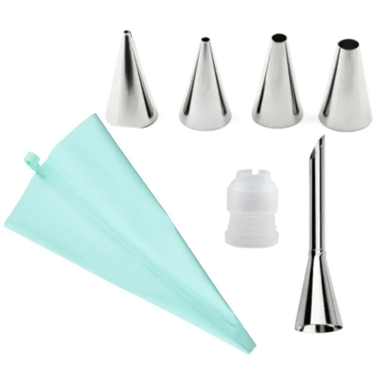 DIY Reusable Puff Cake Icing Piping Tip Silicone Pastry Bag Cream Cupcake Butter Tube Nozzle Decor Baking Bags Kitchen Tools