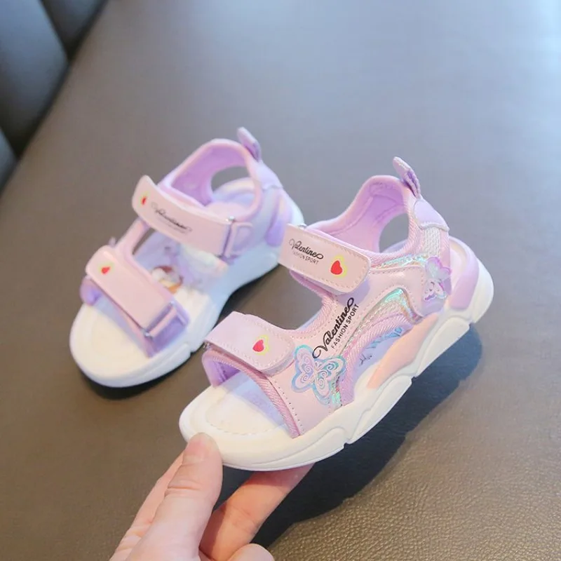 

2026 Girls Sandals Gladiator Cartoon Sweet Soft Children Beach Shoes Kids Summer Floral Sandals Princess Shoes Fashion Cute