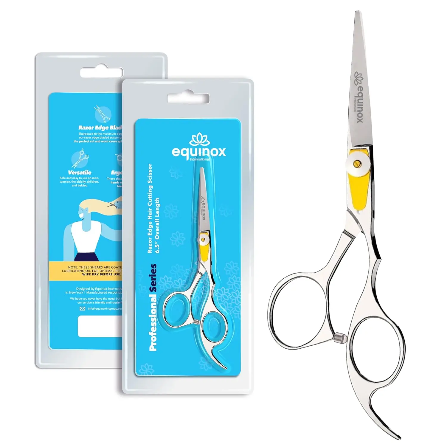 

Professional Hair Cutting Scissors for Salon Barber with Razor Edge Japanese Stainless Steel 6.5 inch Fine Adjustment Screw