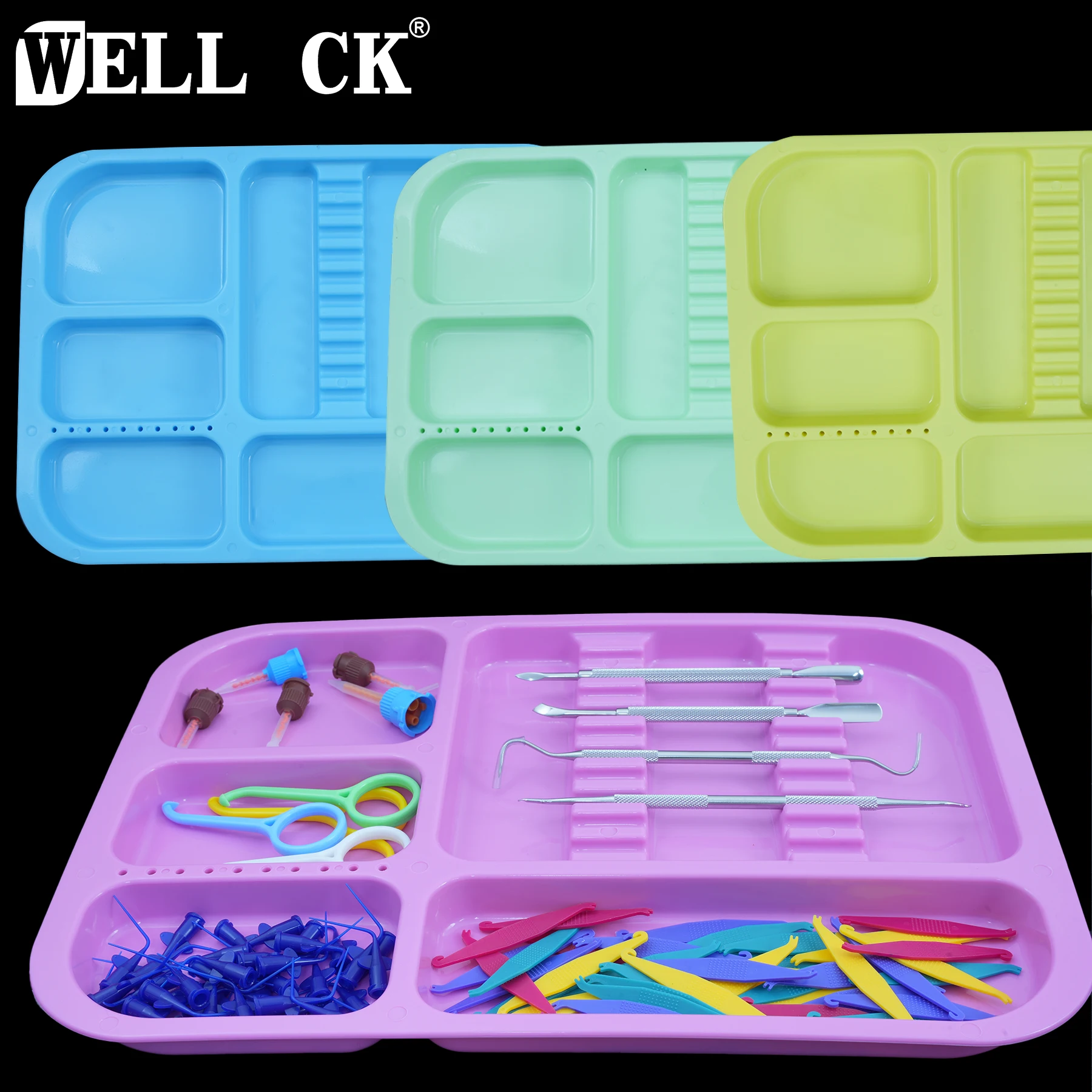 

1Pcs Dental Instruments Trays Autoclavable Plastic Divided Split Trays Colorful Plastic Divided Placement Box Dentistry Tools