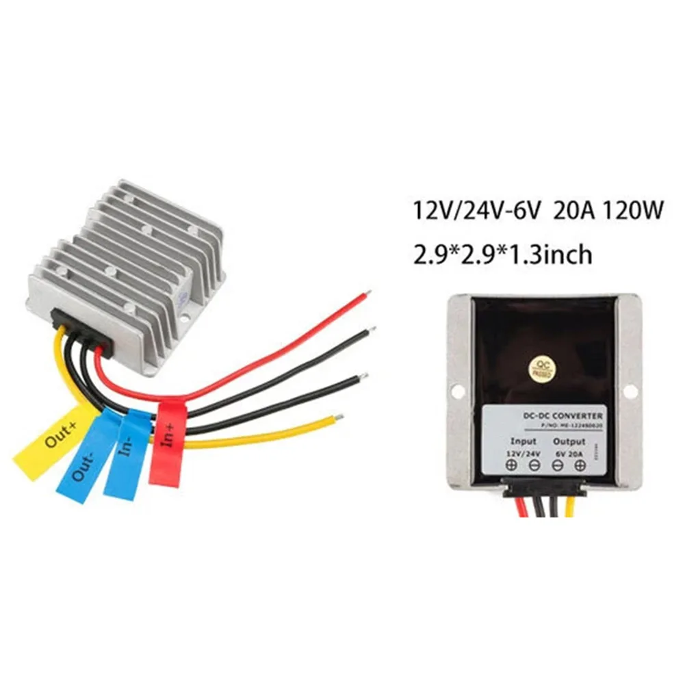 Waterproof DC 12V 24V to 6V 20A Step Down Converter 120W High Efficiency Voltage Regulator for Yachts and Buses