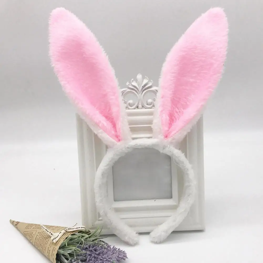 Cerchio per capelli con orecchie di coniglio decorazione per feste di pasqua fascia per capelli con coniglietto di peluche accessori per copricapo moda per ragazza 2024 forniture pasquali