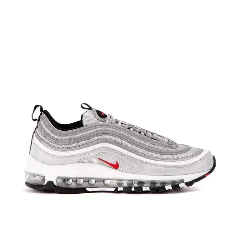 حذاء الجري Nike Air Max 97 للرجال والنساء ذو الرقبة المنخفضة وسادة هوائية أحذية رياضية فضية