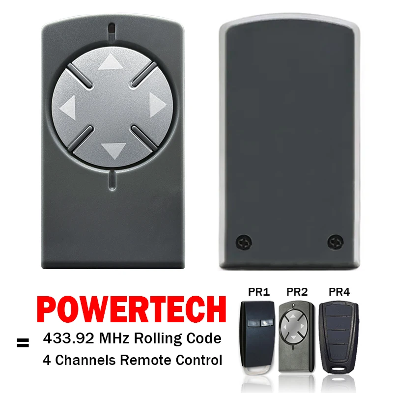 

Для Powertech PR1 PR2 PR4 R2 пульт дистанционного управления для открывания гаражных ворот 433,92 МГц, динамический код Powertech PR-2 PR-4 PR-1, передатчик для ворот