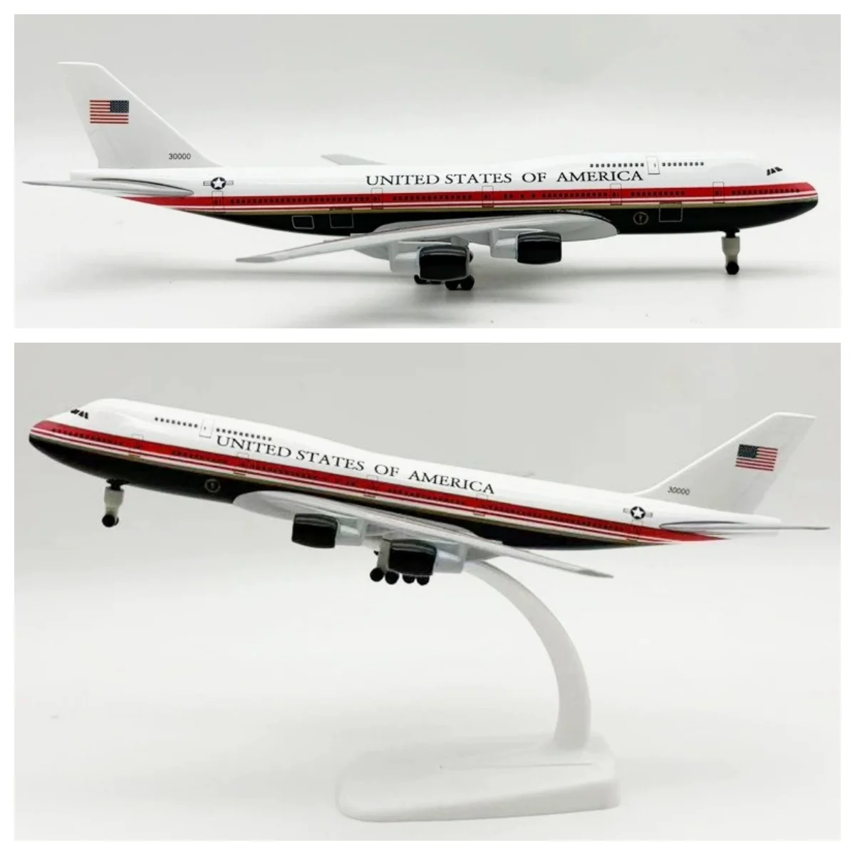 20CM Metal Aircraft Model US Air Force One B747-200 Diecast Airplane with Stand & Wheel Collectible for Aviation Enthusiast Gift
