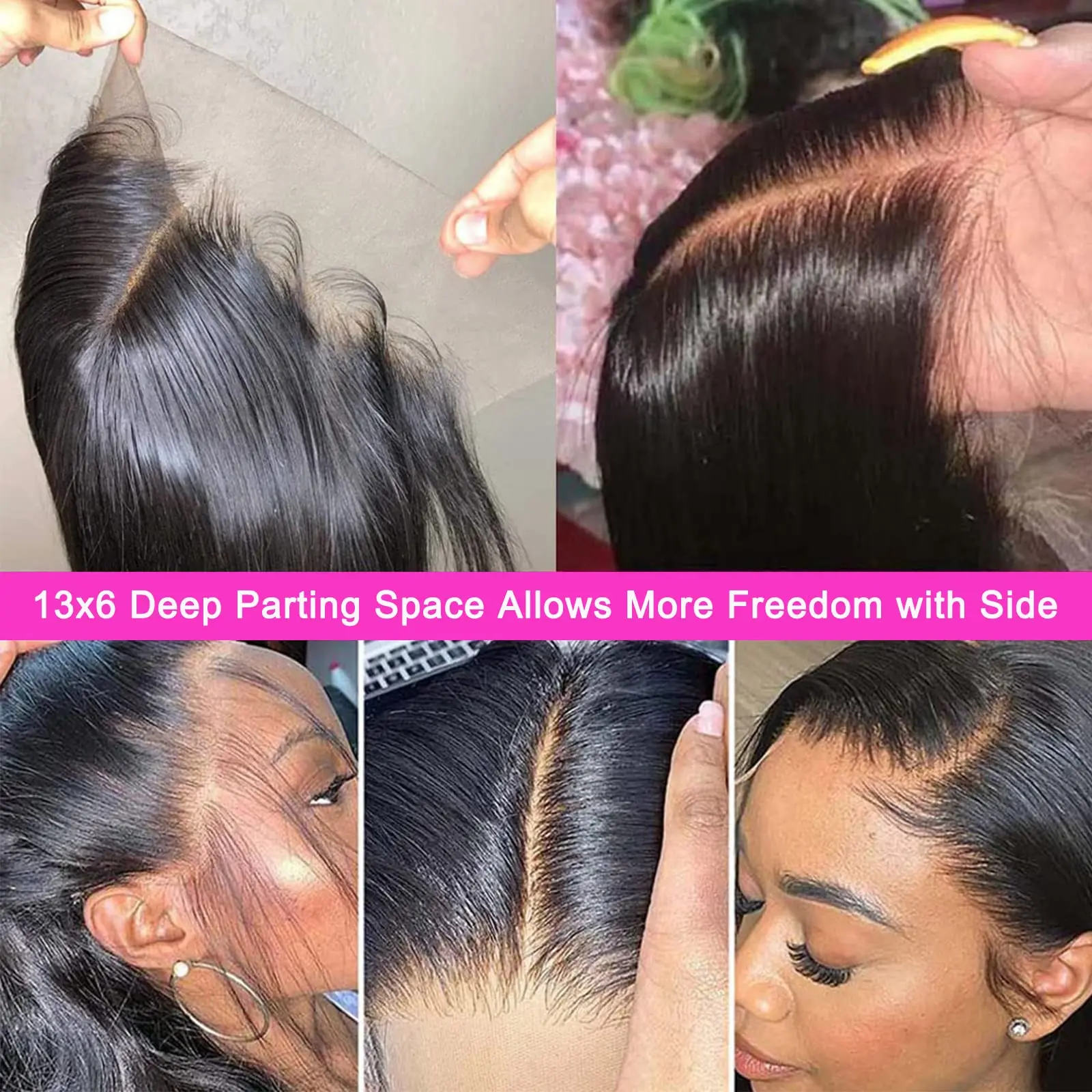 250 Density 13x6 HD Transparent Bone Straight Lace Frontal Human Hair Wig 30 40 Inch 13x4 Lace Front Wig PrePlucked For Women image 5