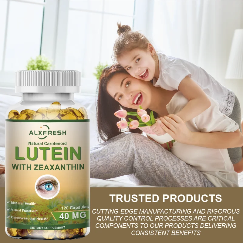 Alxfresh Natural Organic Lutein 40 mg With Zeaxanthin Health Supplements & Vitamins Non-GMO & Gluten Free 120/60 Capsules