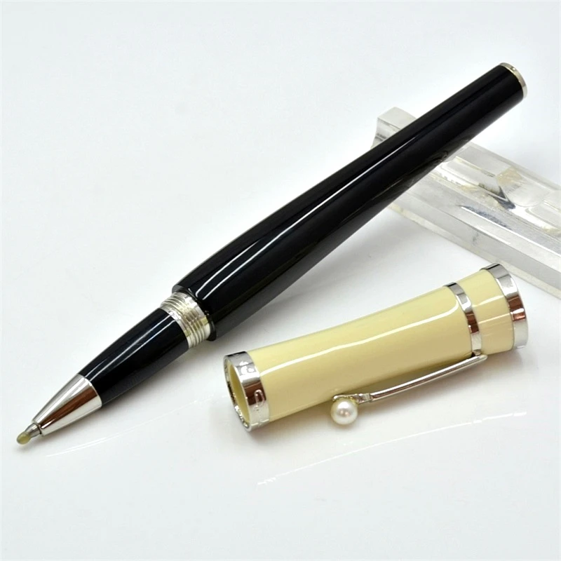 Collection MB Greta Garbo Black Resin Rollerball Pen Ballpoint Pens Stationery Office School Writing Fountain Pen With Pearl Cap