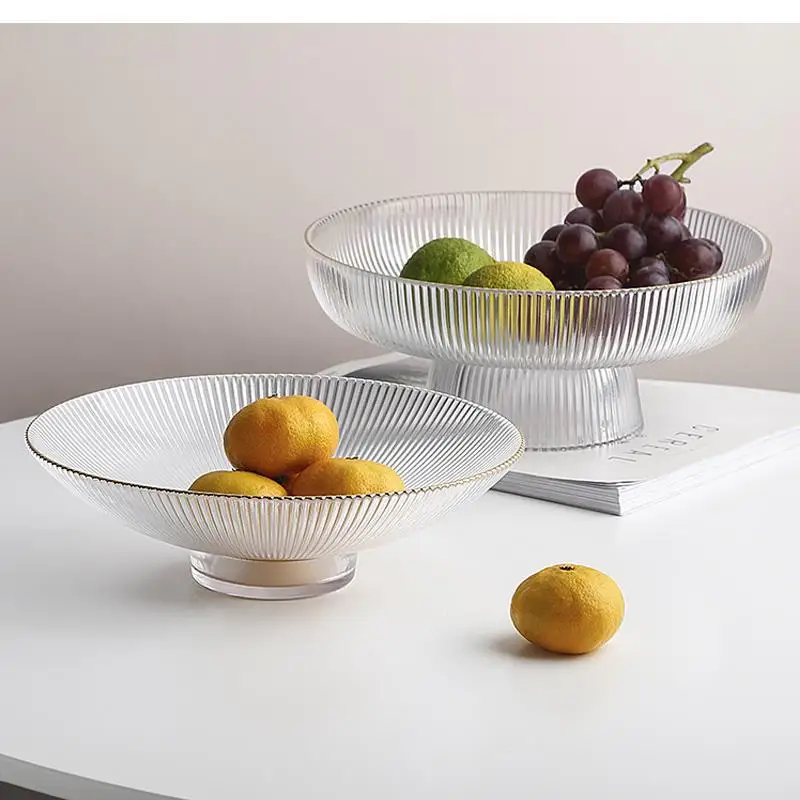 Nordic Transparent Glass Fruit Plate Light Luxury Style Living Room Home Coffee Table Snack Display