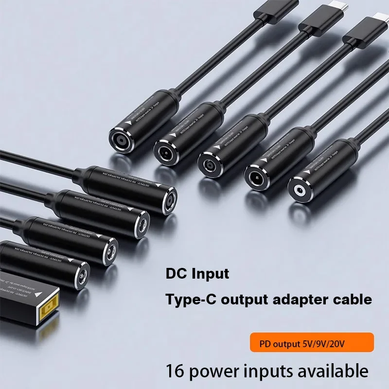 DC zu Typ C Stromkonvertierung Typ-C-Aufladung PD65w DC-Buchse auf C-Stecker Adapterkabel 5 V/9 V/20 V DC auf Typ-C DP-Adapterkabel