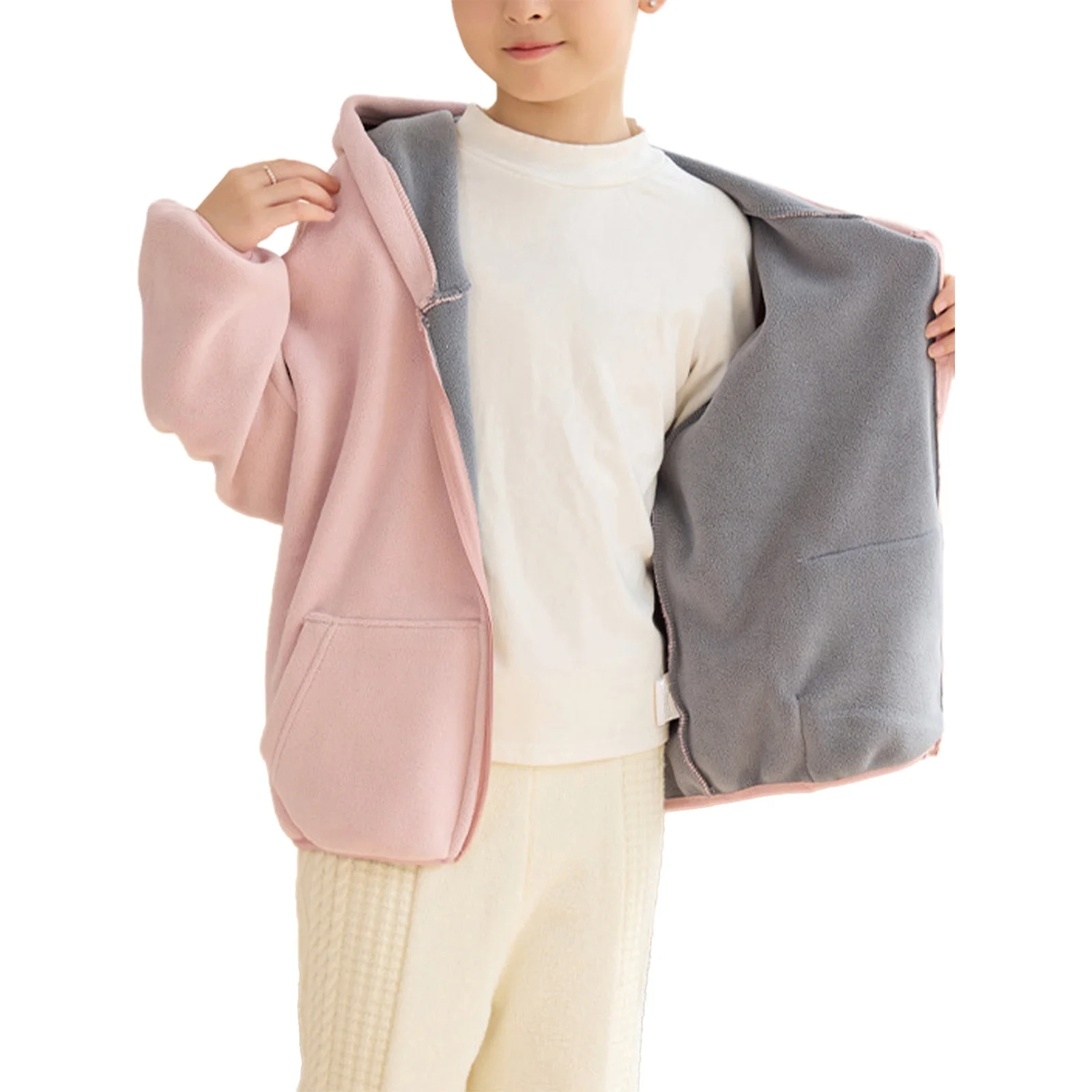 Filles garçons mode veste fermeture éclair polaire manteau à capuche vêtements d'extérieur manches longues veste à capuche pour l'entraînement en plein air décontracté usage quotidien