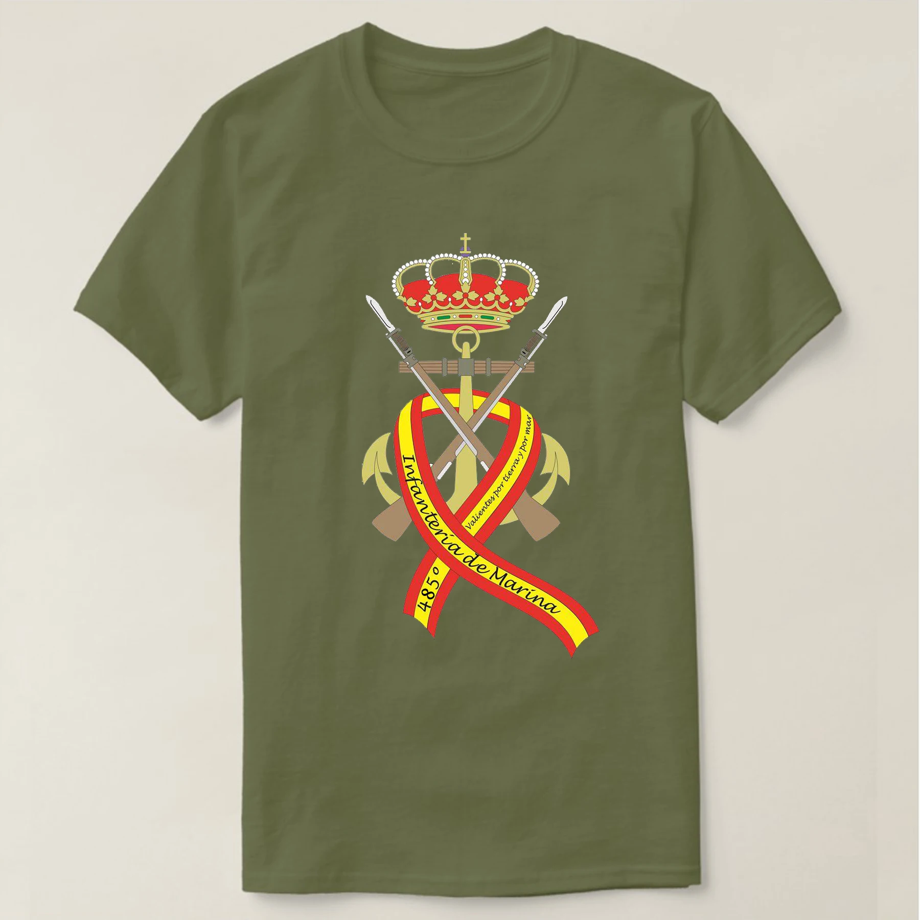 Camiseta 485 Aniversario Del Cuerpo De Infantería De Marina Española,  100% Algodón, De Alta Calidad, Casual