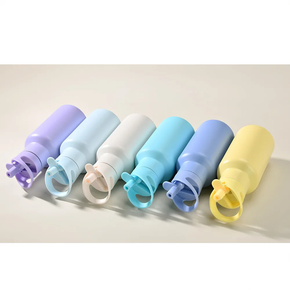 350ml Sports Thermos Cup With Handle And Straw,Double Vacuum Flasks,Portable Outdoor Drinkware,Mini Stainless Steel Water Bottle view 4