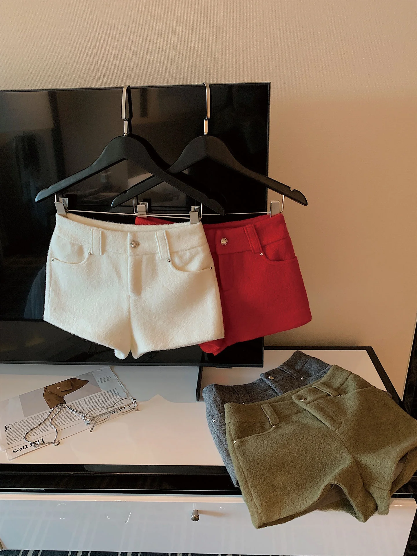 

Velvet Initial Snow High Waist A-Line Skirt Autumn Winter Woolen Pants Casual Match All Seasons Women's Faion