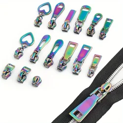 5PCS Rainbow 3# metal nylon tooth zipper puller slider 5# heart-shaped zipper puller replaceable iron tooth wallet pull tab