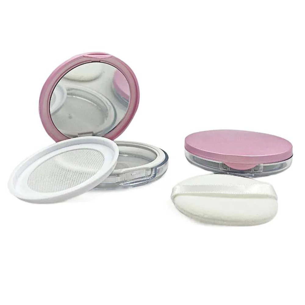 Reusable Plastic Loose Powder Jar Capacity 3g Multifunction Bulk Powder Box with Mirror Silver Cosmetics Container Travel