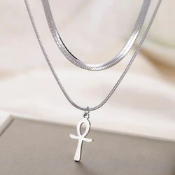 Dawapara Vintage Ancient Egyptian Life Ankh Cross Necklace Amulet of Protection Religious Stainless Steel Jewelry