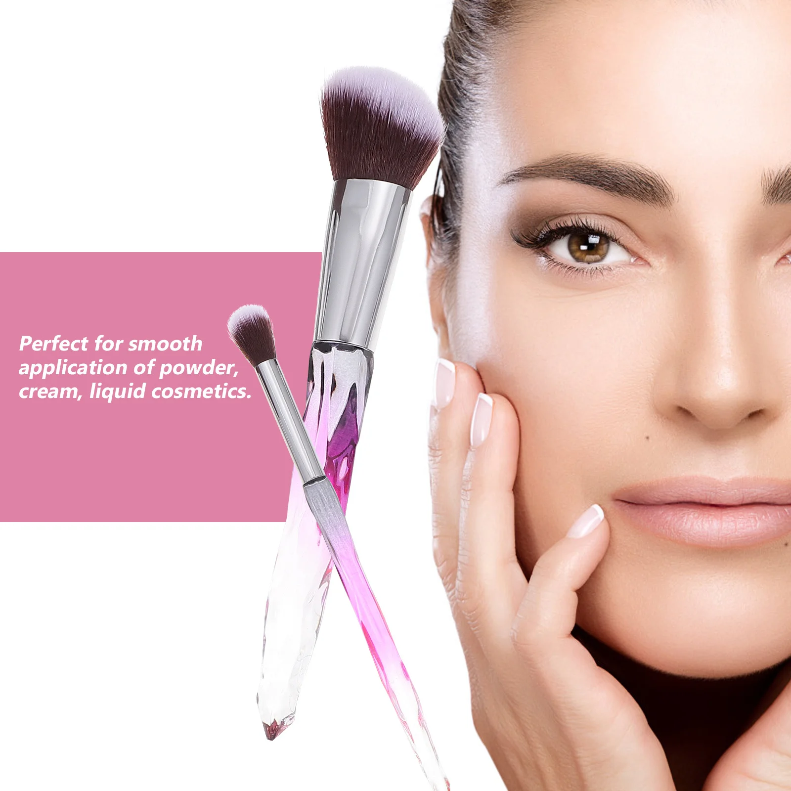 

10Pcs Makeup Brush Set Premium Fiber Bristles Crystal Wand Style Cosmetics Kit for Women Girls Gift Foundation Powder