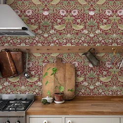 Retro Red Floral Vinyl Wallpaper Peel And Stick Yellow Birds Self Adhesive Wall Contact Paper Chic Waterproof Cabinet Stickers