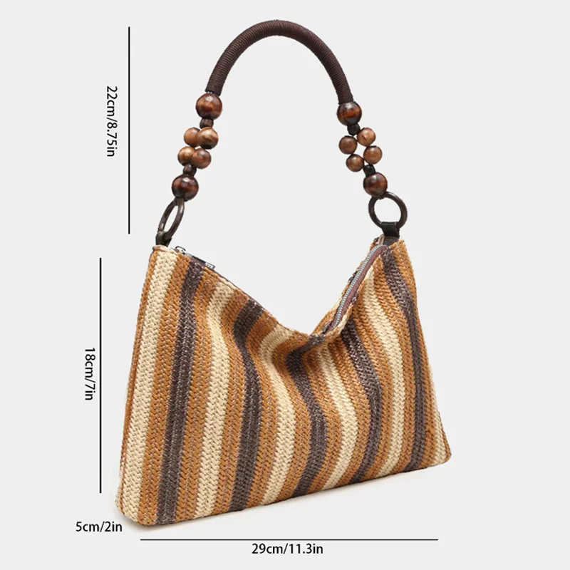 Sac à Main Tissé de Grande Capacité pour Femme, Sacoche Décontractée de Style Resort, de Bord de Mer et de Plage, Nouvelle Collection Été 2024