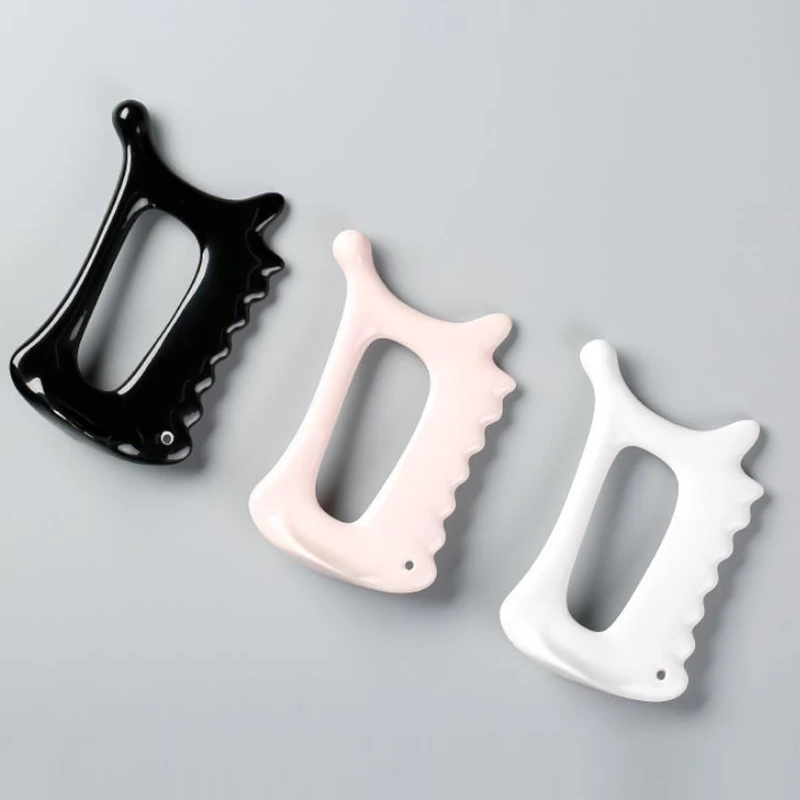 ポータブルで耐久性のある白いセラミックスクレーピングボード、ボディアキューポイントマッサージャー、フェイシャルシェイパー、グアシャ、鎮痛、1個