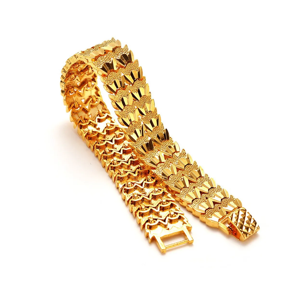 AU999 Gold Bracelet Luxury 24k Pure Gold Mens Tank Watch Chain Temperament Boss Chain New Fashion Personalized Jewelry