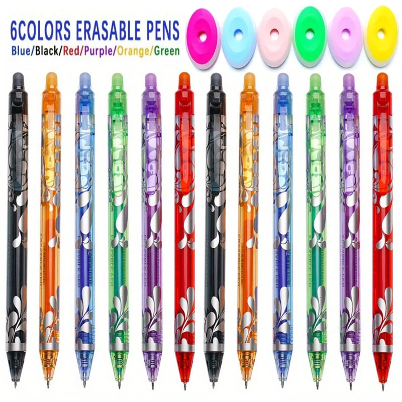 0.5mm Press Type Erasable Gel Pens Set, Make Mistakes Disappear, Washable Handle Magic Refills Rod Super Capacity Ink Writing