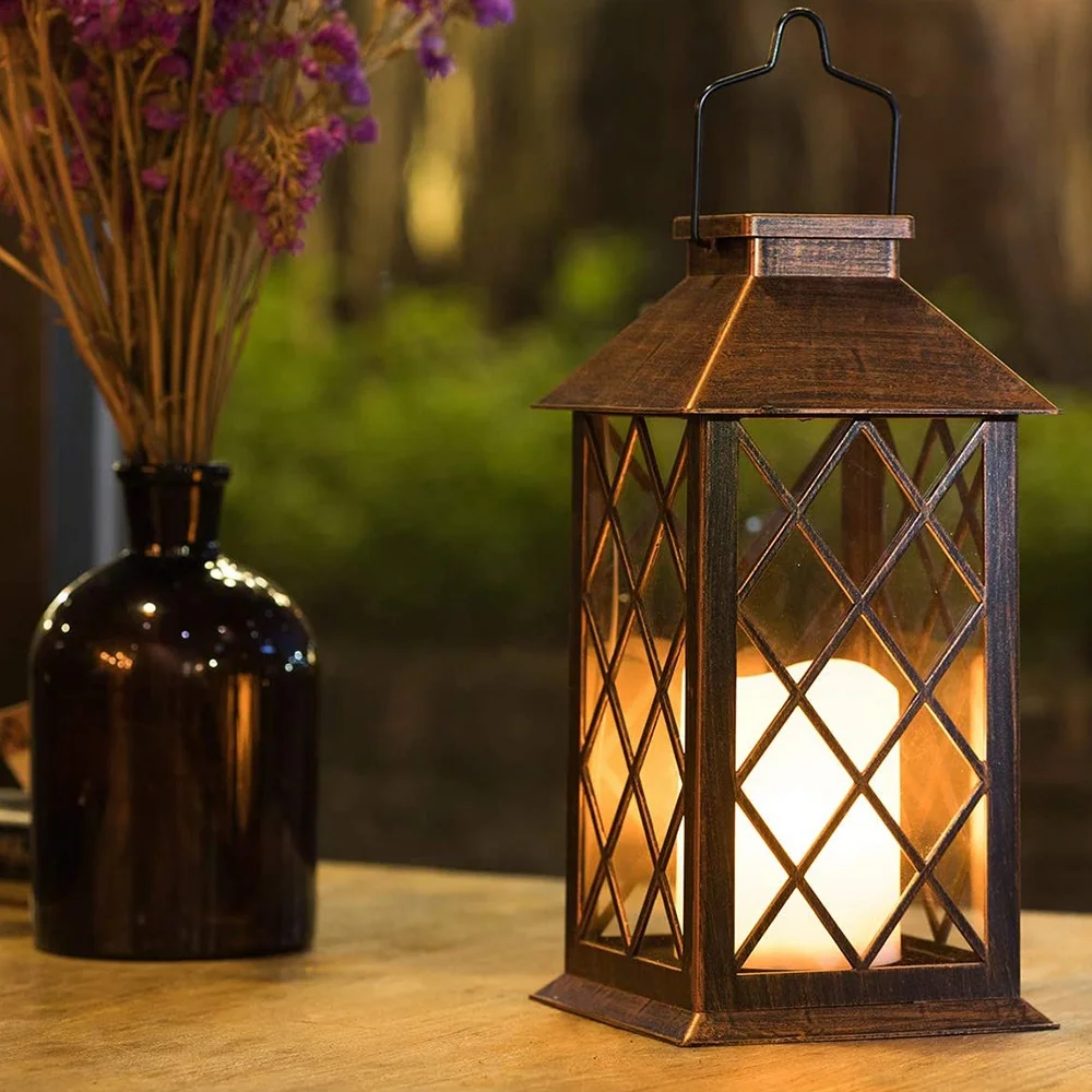 Solar Lantern,Outdoor Garden Hanging Lantern LED Flickering Flameless Candle Lights for Table,Outdoor, Decorative