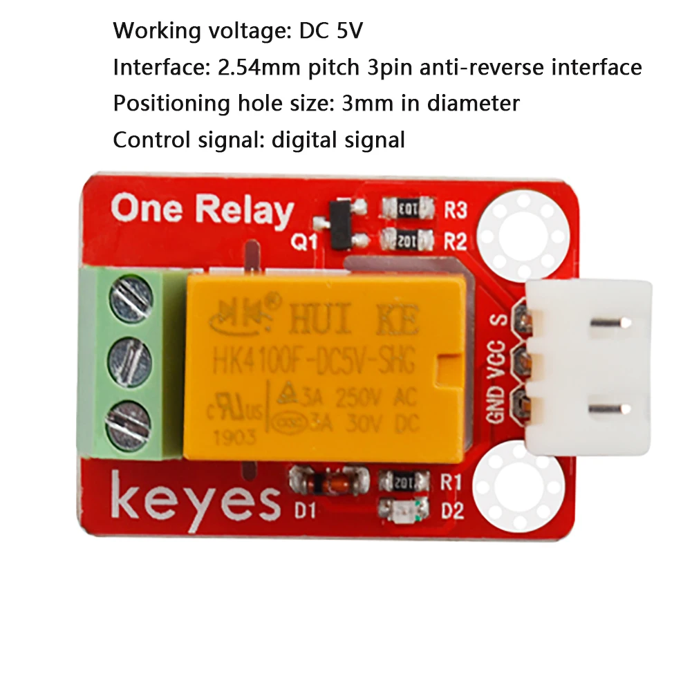 2pcs Keyes 5V One Relay 1 Channel Relay Module (Pad Hole) Anti-Reverse Plug White Terminal