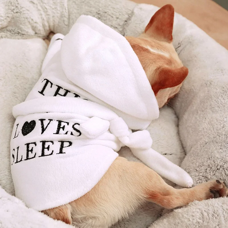 Quick Dry Bath Bathrobe For Pet Dog Soft Pajamas Hoodie Cosy Plush Coat Cat Home Indoor Night Gown Comfort Towel Clothes