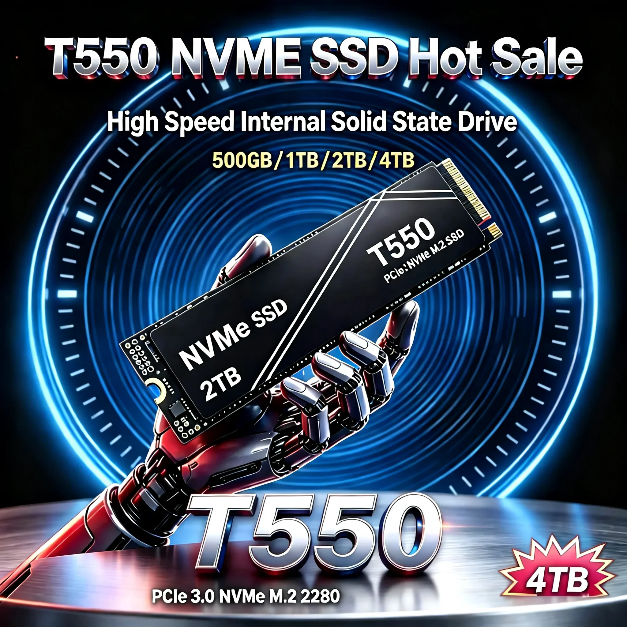 High Speed  T550 1TB 2TB 4TB PCIe Gen3 NVMe M.2 SSD M.2 SSD Heatsink Internal Solid State Drive, OEM Pac（OEM PACKAGE)
