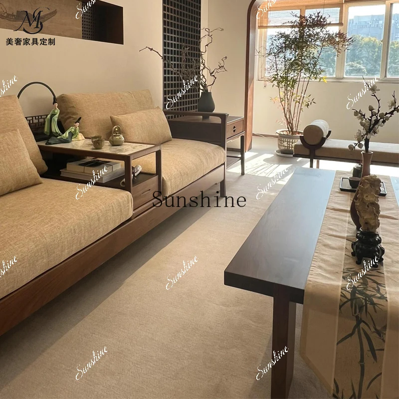 

New Chinese-style solid wood sofa combination living room Modern villa B & B club Customized furniture FT
