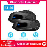 BT-S6 Motorcycle Bluetooth-Compatible Helmet Headset Intercom Waterproof Multi Interphone 1000M Intercomunicador Music Sharing