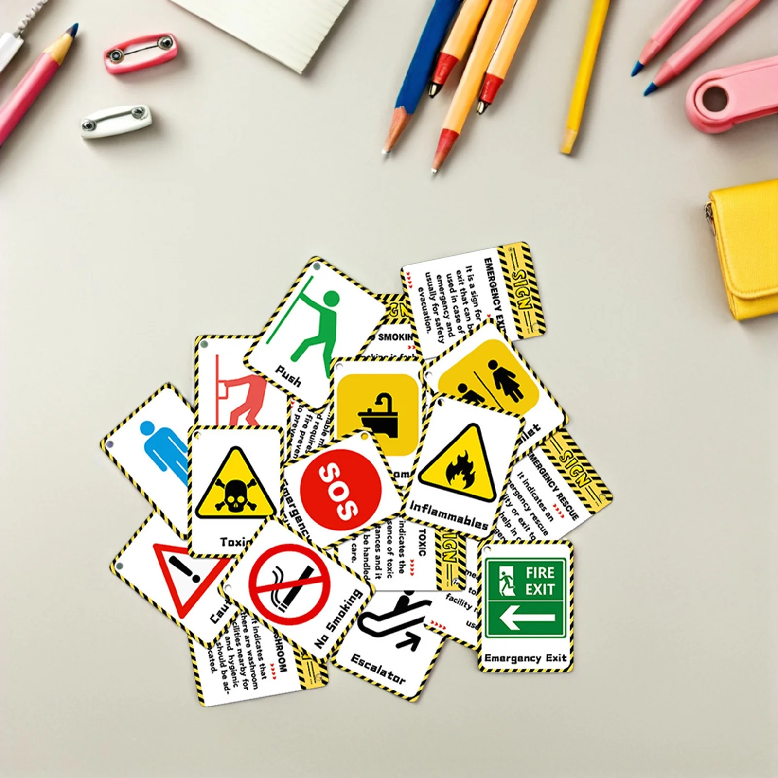 

2Set Cognitive Flashcards for Kids Early Education Waterproof Portable Learning Cards Street Sign Recognition Identification