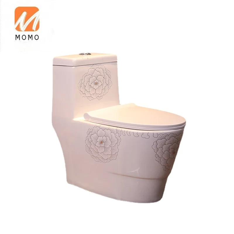 

Spray siphon toilet, platinum peony European art toilet, siphon anti splash ceramic toilet in household toilet