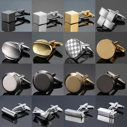 High end men's French shirt cufflinks Circular laser metal Smooth drawing lattice cuffs buttons business suit accessorie jewelry